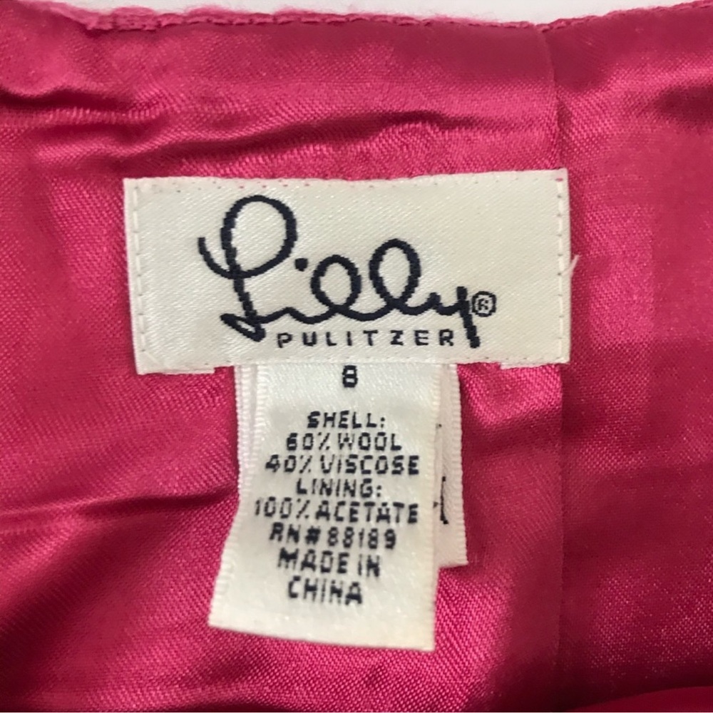 Lilly Pulitzer Pink Houndstooth Wool Skirt Size 8 - Picture 4 of 7